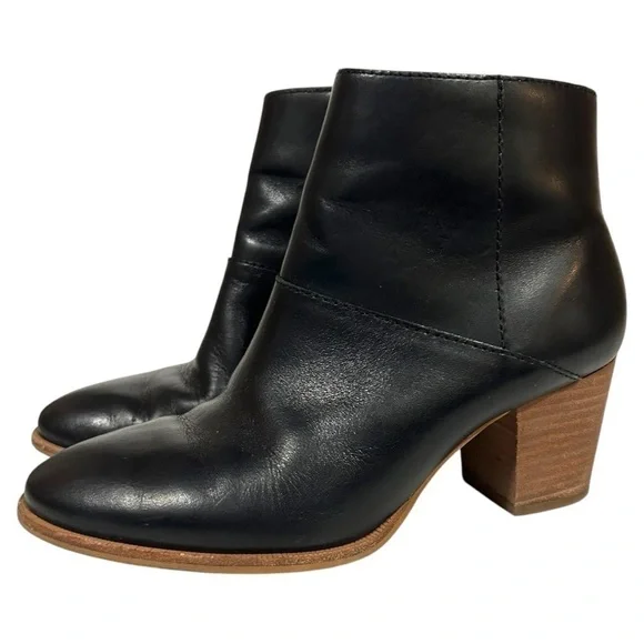 Madewell Black Ankle Boots with Tan Heel - Picture 4 of 12